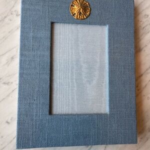 Blue canvas Photo Frame with Gold sand dollar Accent